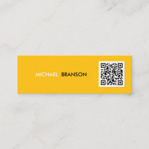 Cartão De Visita Mini CÓDIGO QR Mínimo preto AMARELO Moderno Profissiona