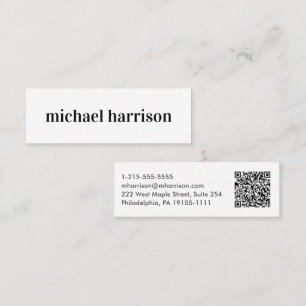 Cartão De Visita Mini Código QR moderno mínimo