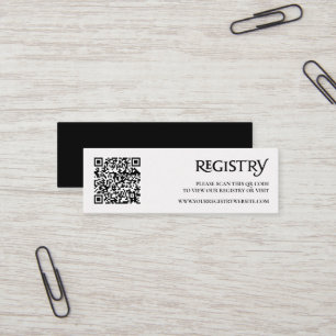 Cartão De Visita Mini Código QR Moderno Preto Chic Royal Registro Enclos