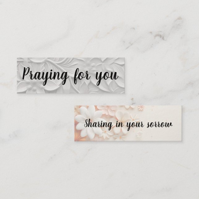 Cartão De Visita Mini Compartilhando sua tristeza/Rezando por você (Frente/Verso)
