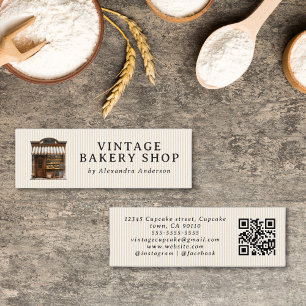 Cartão De Visita Mini Compro Elegante Vintage Bakery