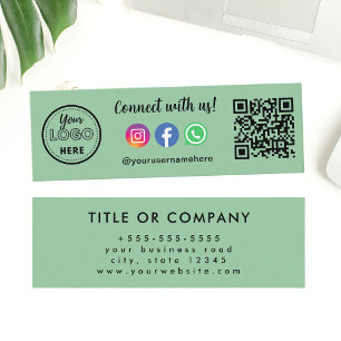 Cartão De Visita Mini Conecte-se com o logotipo Whatsapp Instagram do Fa