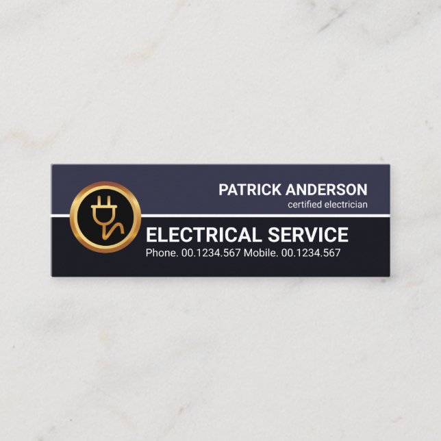 Cartão De Visita Mini Conector de alimentação Dourado profissional para  (Frente)