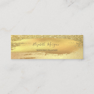 Cartão De Visita Mini Confete Brilhante Dourado Elegante, Pincelada