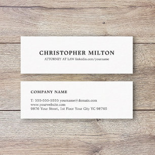 Cartão De Visita Mini Consultante preto e branco elegante minimalista