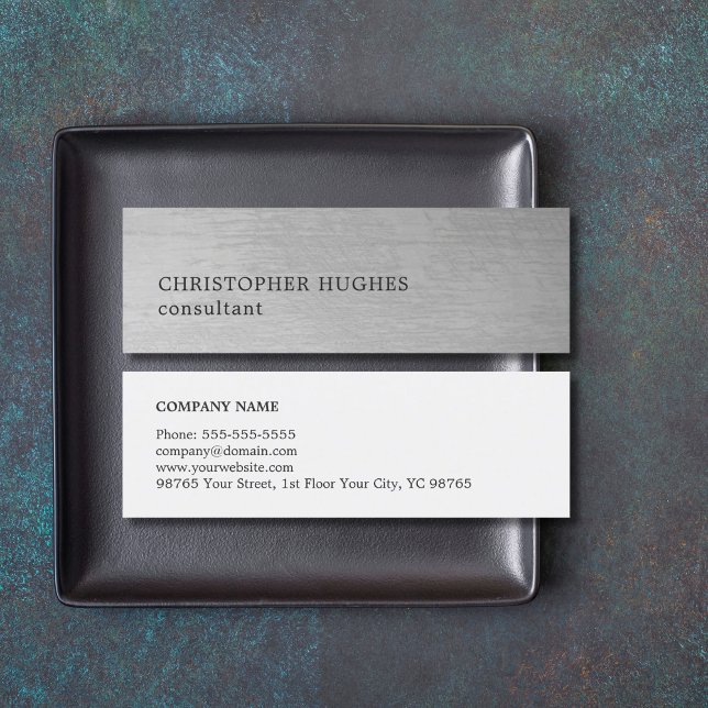 Cartão De Visita Mini Consultor de Cinzas Elegante Moderno de Textura (Criador carregado)