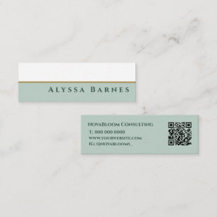 Cartão De Visita Mini Consultor Dourado Elegante Pastel Verde