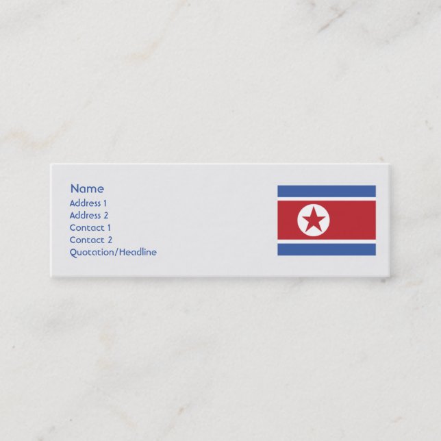 Cartão De Visita Mini Coreia do Norte - magro (Frente)