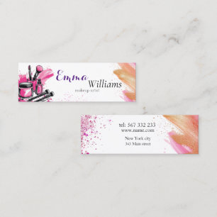Cartão De Visita Mini cosméticos pintados com aquarelas