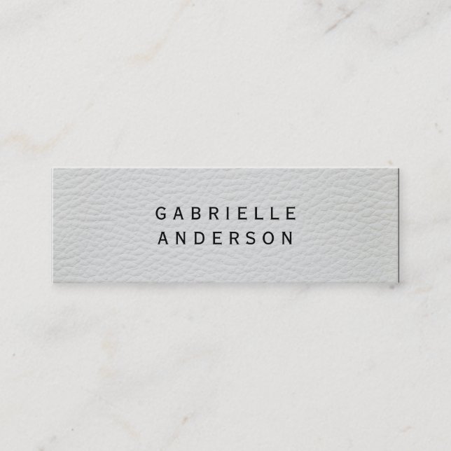 Cartão De Visita Mini Couro Branco Elegante Profissional (Frente)