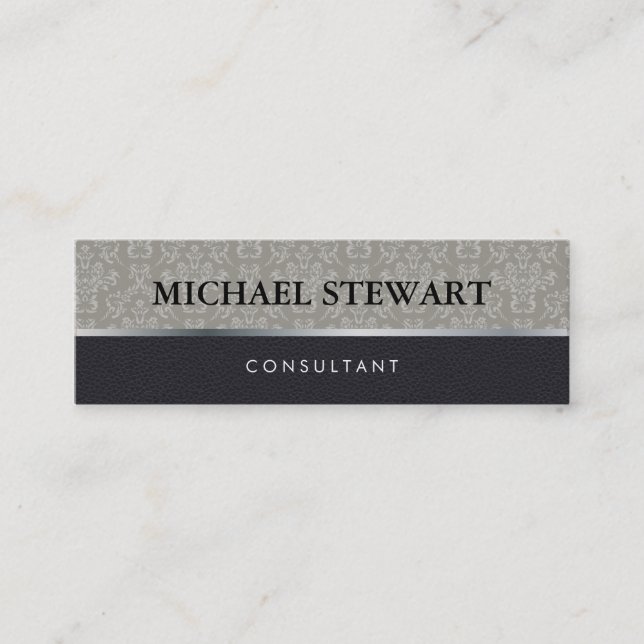 Cartão De Visita Mini Couro Cor damasco Negra Clássico (Frente)