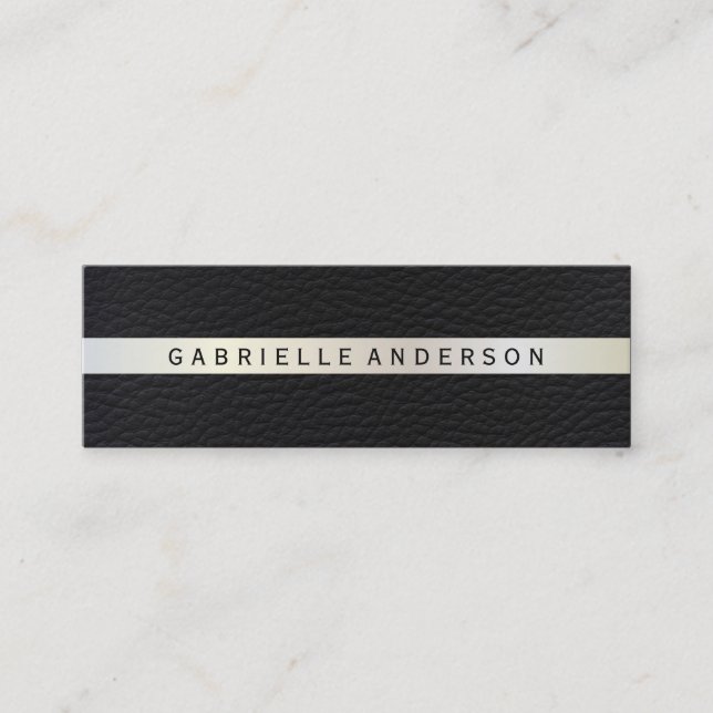 Cartão De Visita Mini Couro Elegante com Trim Metálico Luxo (Frente)