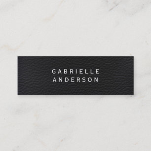 Cartão De Visita Mini Couro Negro Elegante Profissional