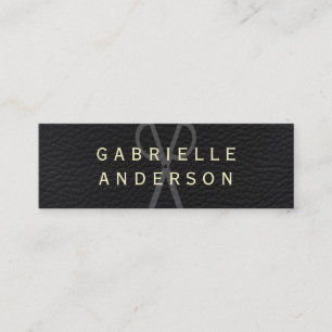 Cartão De Visita Mini Couro preto Elegante profissional com texto em neg