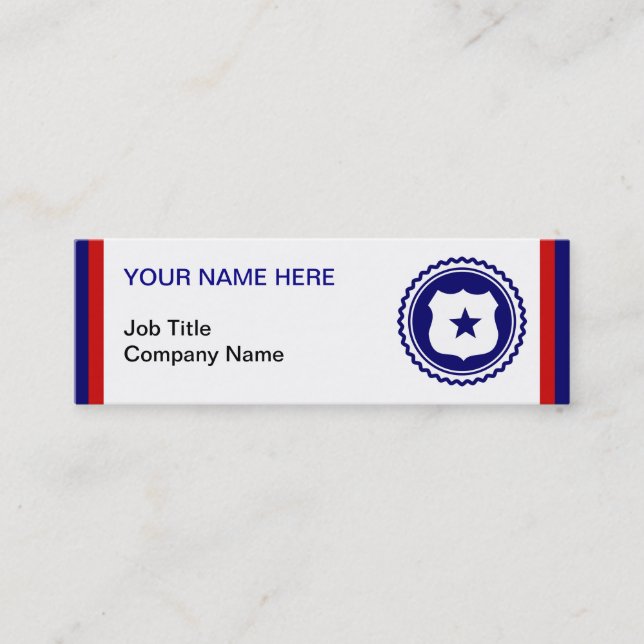 Cartão De Visita Mini Crachá Azul da Polícia do Primeiro Respondente (Frente)