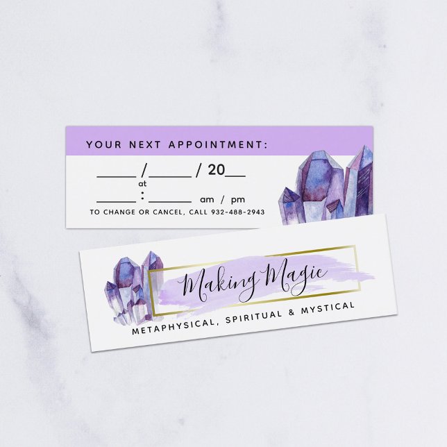 Cartão De Visita Mini Cristais de Cores Aquáticas e Compromisso Minimali (Criador carregado)