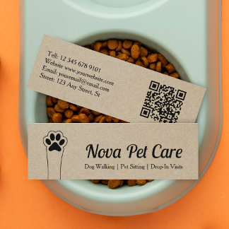 Cartão De Visita Mini Cuidando de Animais Kraft Paper Qr Code Profission