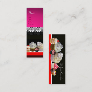 Cartão De Visita Mini CUPCAKES DELICIOSOS DESERTAM COMPRO, violeta roxa