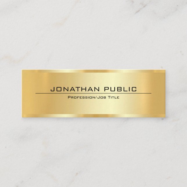 Cartão De Visita Mini Customer Professional Elegant Faux Gold Template (Frente)