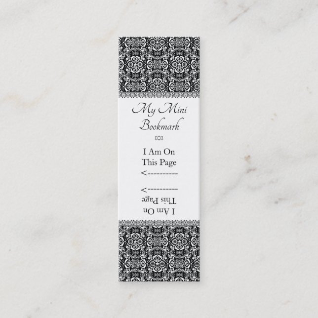 Cartão De Visita Mini Damasco de Pinrolo branco preto Personalizado (Frente)