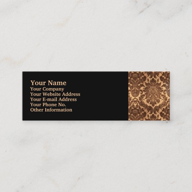 Cartão De Visita Mini Damask - Castanho e bege (Frente)