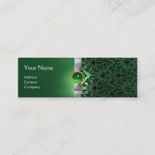 Cartão De Visita Mini DAMASK MONOGRAM - fita verde-branca