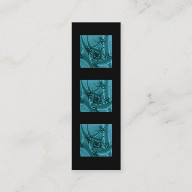 Cartão De Visita Mini Design de Arte Fractal e Azul Turquesa. (Frente)