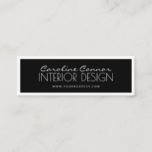 Cartão De Visita Mini Design interno - Placa de Borda Preta e Branca
