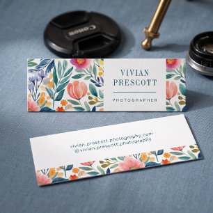Cartão De Visita Mini Design Moderno de Aquarela Botânica