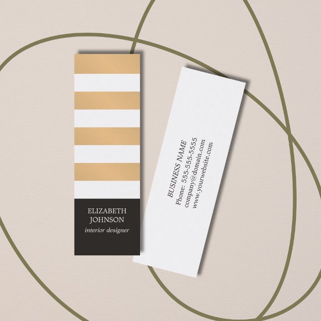 Cartão De Visita Mini Designer Dourado de Lado-Negro Moderno (Criador carregado)