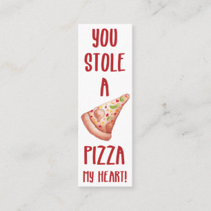 Cartão De Visita Mini Dia de os namorados Funny Pizza Mini Bookmark