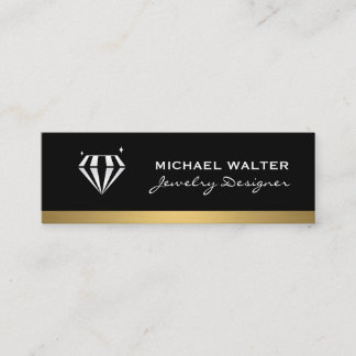 Cartão De Visita Mini Diamond Professional Sleek Black Dourado Trim
