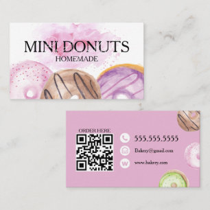 Cartão De Visita Mini Donuts Forno Padaria Guloseimas Rosa
