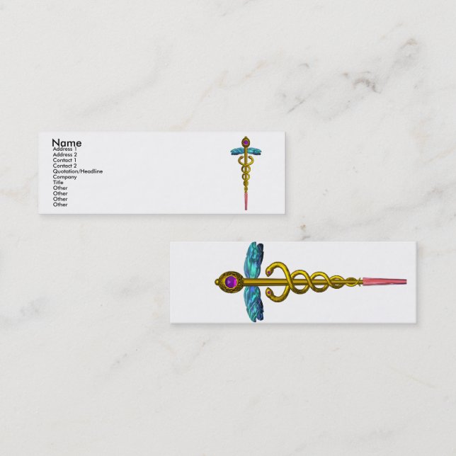 Cartão De Visita Mini DOURADO CADUTO, MÉDICO, SERVIÇO MÉDICO Branco (Frente/Verso)