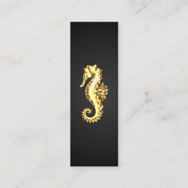 Cartão De Visita Mini Dourado Cavalo de Mar Poligonal (Frente)