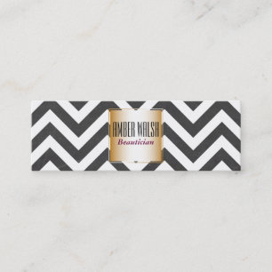 Cartão De Visita Mini Dourado com padrão Chevron Contemporâneo