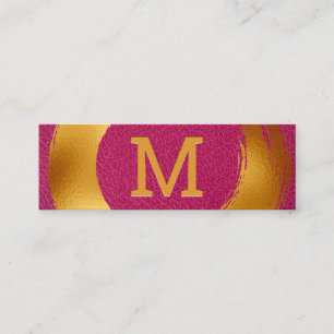 Cartão De Visita Mini Dourado escovado Couro Rosa