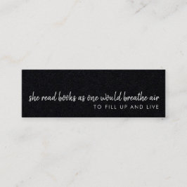 Cartão De Visita Mini Ela Lê Livros | Mini Cartão de Marcador Preto Mode