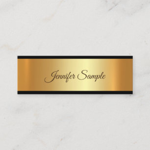 Cartão De Visita Mini Elegância Glamour Ouro Moderno Roteiro Simples Lux