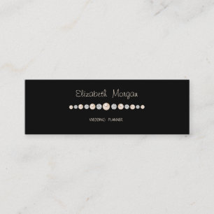 Cartão De Visita Mini Elegância Luxo Simples Preto,Diamantes,Pérolas