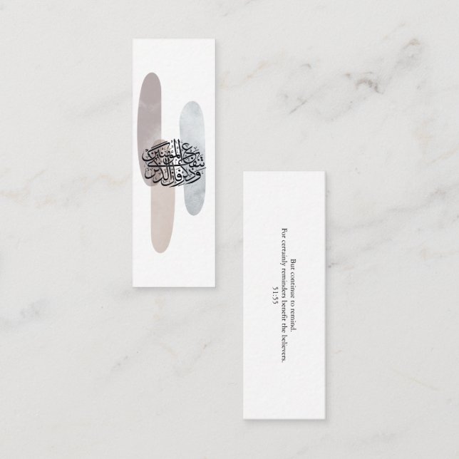 Cartão De Visita Mini Elegant Arabic Calligraphy Wall Art – Reminders (Frente/Verso)