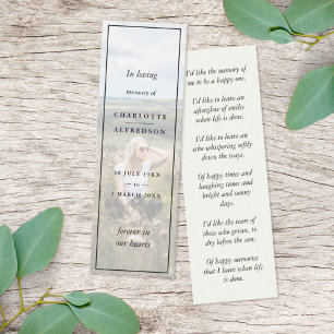 Cartão De Visita Mini Elegant Funeral Favor Memorial Mini Bookmark Card
