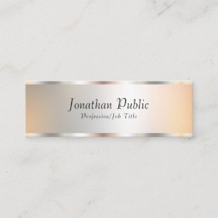 Cartão De Visita Mini Elegante Faux Silver Professional Modelo Modern