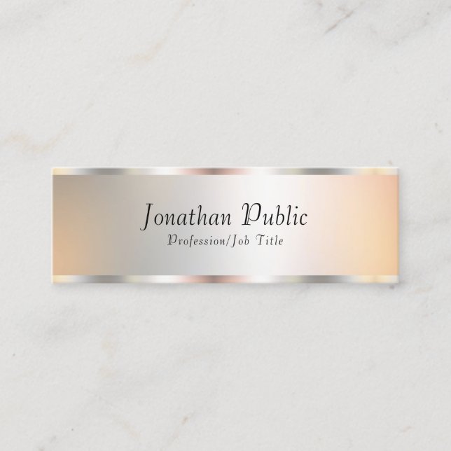 Cartão De Visita Mini Elegante Faux Silver Professional Modelo Modern (Frente)