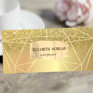 Cartão De Visita Mini Elegante Glitter Dourado Moderno Traço Geométrico