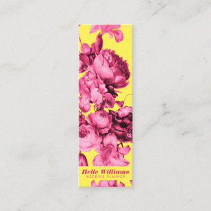 Cartão De Visita Mini Elegante ilustração floral colorido amarelo-rosa