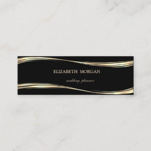 Cartão De Visita Mini Elegante Luxo Sofisticado, Dourado, Preto