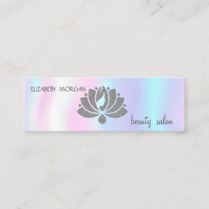 Cartão De Visita Mini Elegante Menina Lótus Brilhante Holográfica Modern