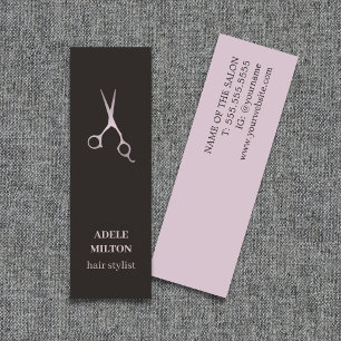 Cartão De Visita Mini Elegante Minimalista Rosa Negra Estilista de Cabel