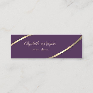 Cartão De Visita Mini Elegante Moderno Simples, Violeta, Listras Dourada